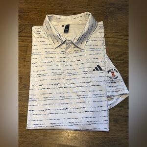 Adidas White and Blue Polo Golf Shirt- Harbour Town Golf Links